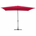 Propation 6.5 x 10 Ft. Aluminum Patio Market Umbrella Tilt with Crank - Red Fabric & Grey Pole PR648413